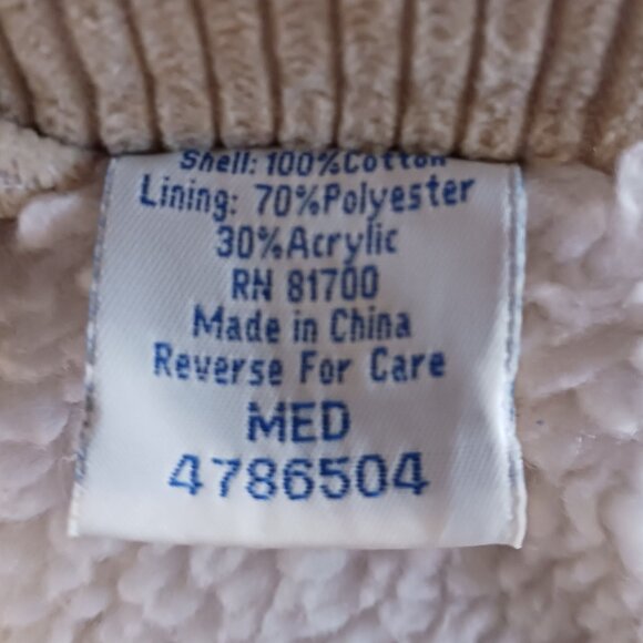 Blair, Medium, Creamy Tan Corduroy Chore Coat, Barn Coat, Sherpa Lined, Button - Picture 3 of 16